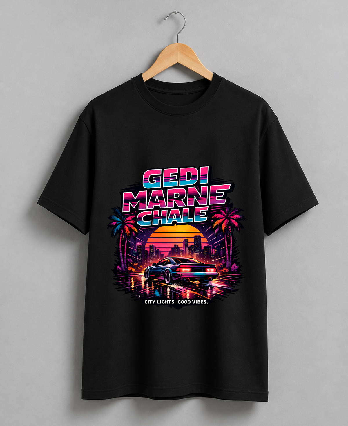 Miami Nights Retro Car T-Shirt