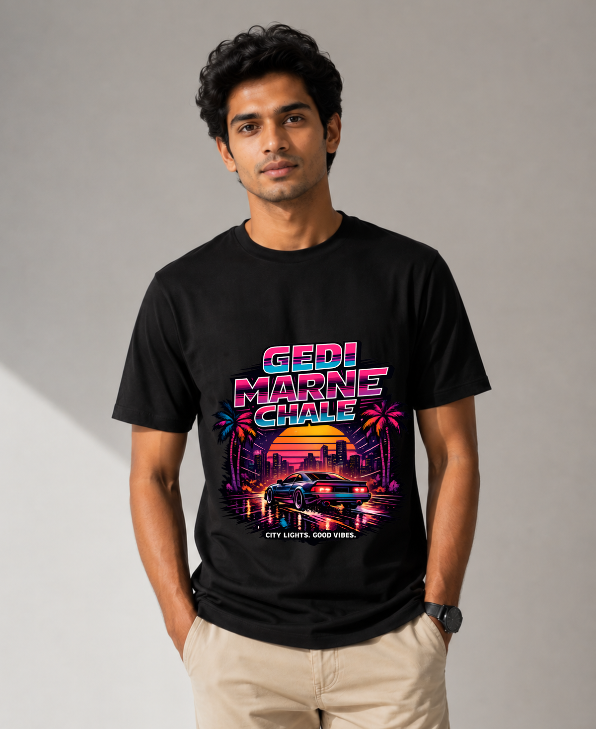Miami Nights Retro Car T-Shirt